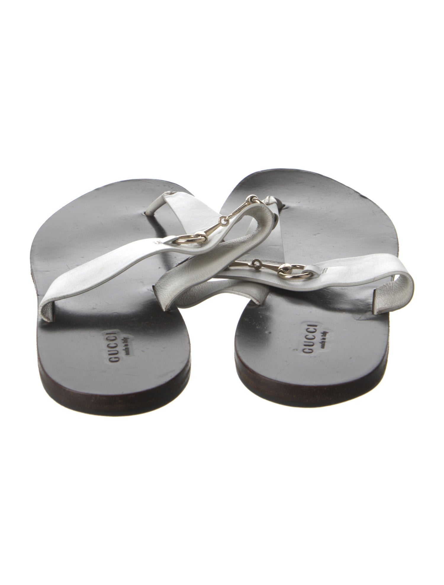 Gucci Horsebit Accent Leather Flip Flops